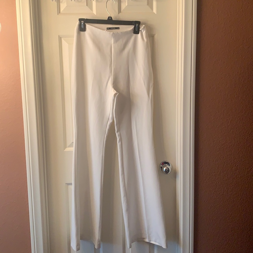 Lefon High Rise Flared White Dress Pants. Evening, weddings, parties. Size 38.